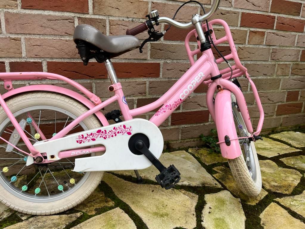Roze meisjesfiets 16 inch - Cooper Popal, Ophalen, Gebruikt, 16 inch, Handrem