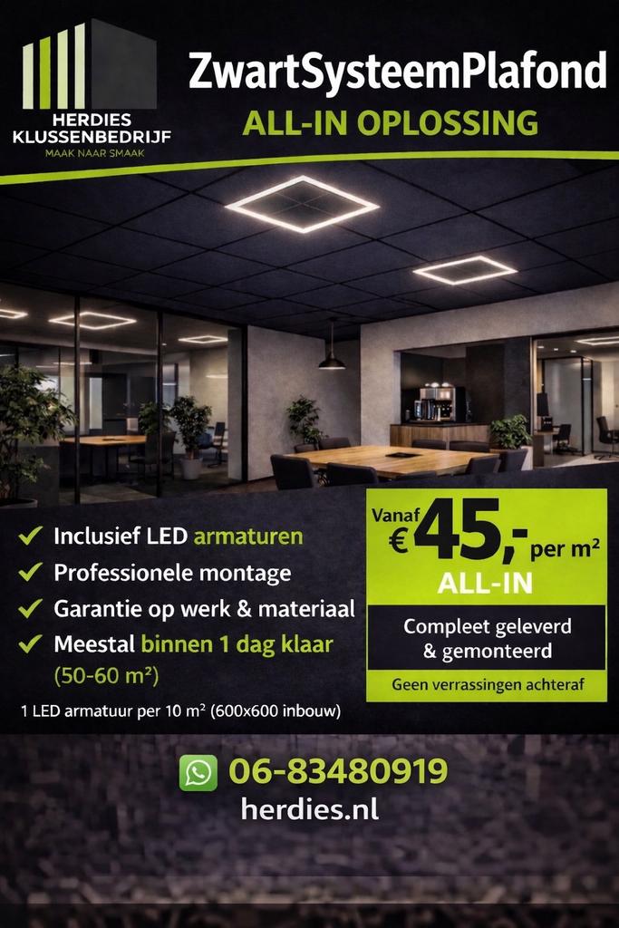 Zwart Systeemplafond All-in Oplossing met LED Verlichting, Ophalen of Verzenden, Nieuw