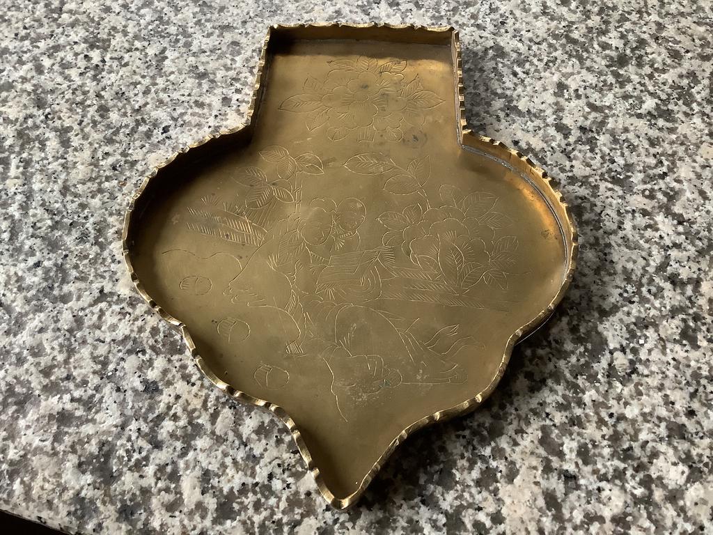 Antiek Chinees serveerblad van koper, Ophalen of Verzenden