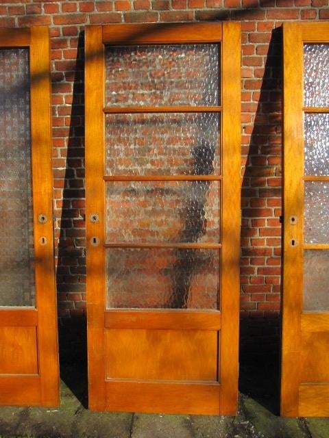205,5hx80,5br Drie x antieke eiken binnendeuren met glas, Ophalen