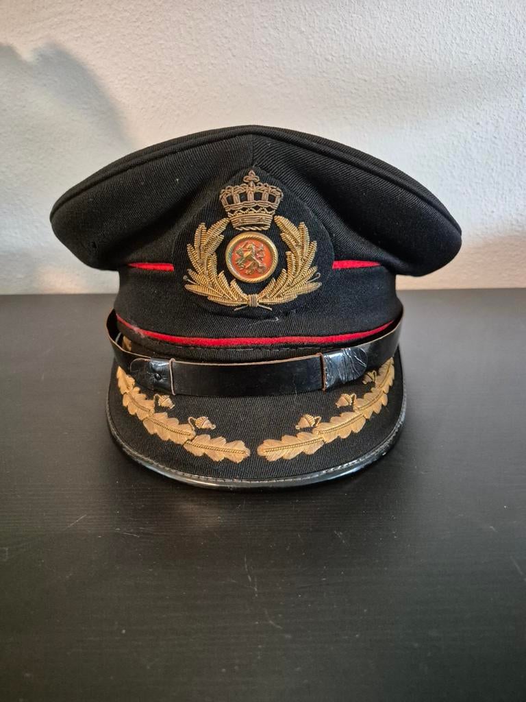 Vintage Nederlandse Marechaussee Pet - Zwart met Embleem, Ophalen of Verzenden, Marechaussee, Nederland, Helm of Baret