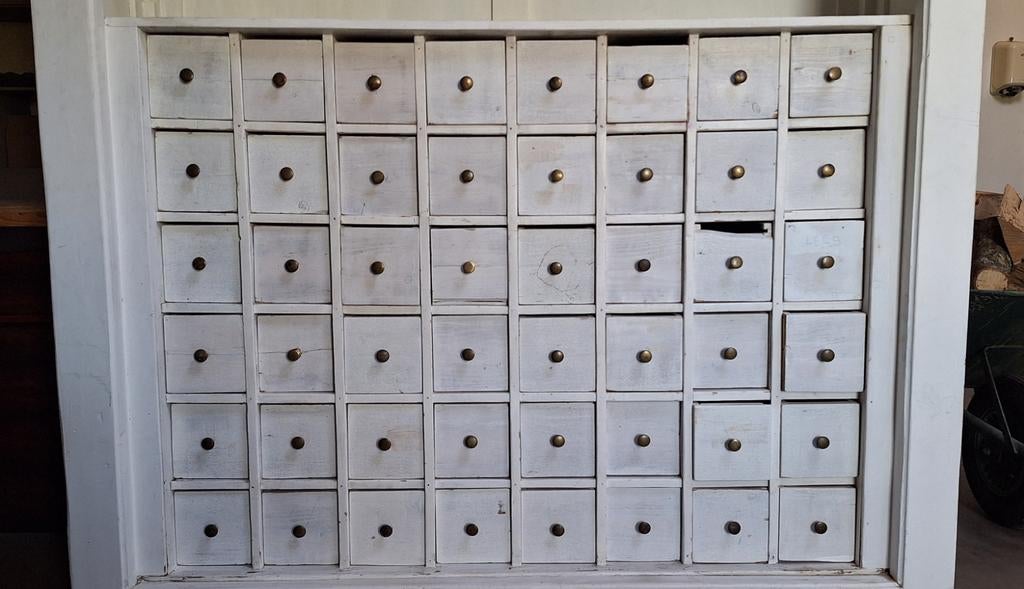 Brocante ladenkast/apothekerskast, Ophalen, Gebruikt