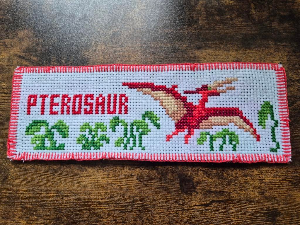 Geborduurde boekenlegger Pterosauriër - Handgemaakt, Ophalen of Verzenden, Nieuw, Dier