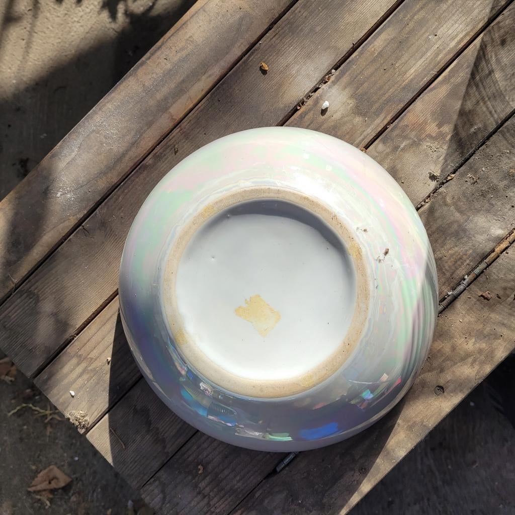 Glanzende plantenschaal - Wit met parelmoer effect, 25 tot 40 cm, Gebruikt, Ophalen of Verzenden, Minder dan 40 cm