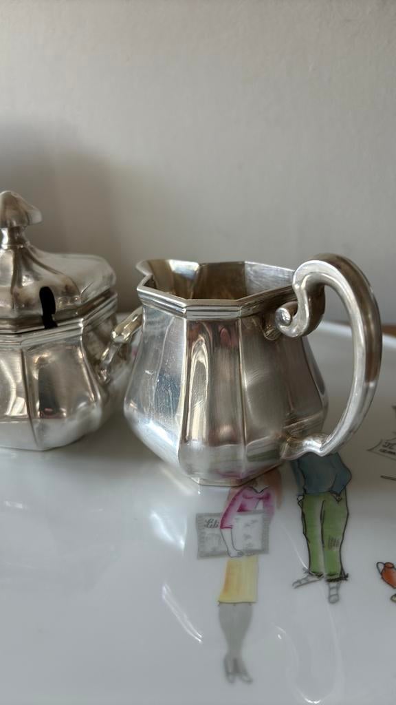 Keltum zwaar verzilverd suiker en melkkan, Ophalen of Verzenden, Zilver