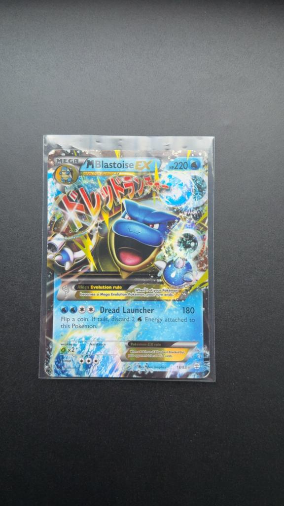 Pokémon M Blastoise EX kaart, Ophalen of Verzenden, Gebruikt, Losse kaart, Foil