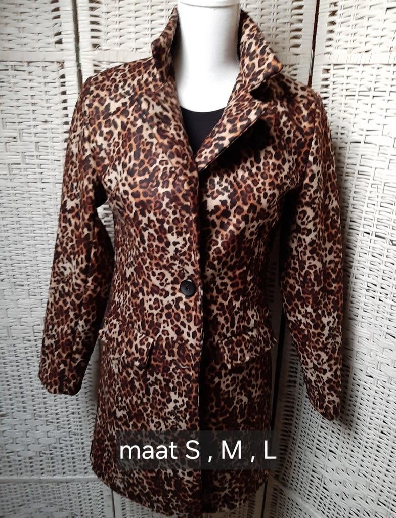 Panterprint jas gevoerd, lang model in mooie Panterprint, Ophalen of Verzenden, Nieuw, Bruin
