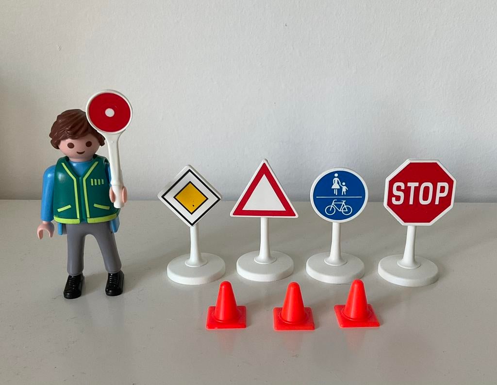 Playmobil man met verkeersborden, Kinderen en Baby's, Speelgoed | Playmobil, Ophalen of Verzenden, Zo goed als nieuw