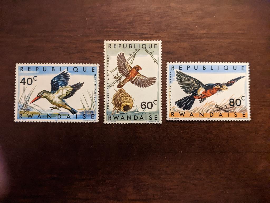 RWANDAISE 1967; set (3) VOGELS, Verzenden, Postfris, Dier of Natuur