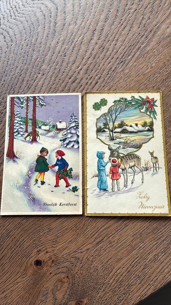 Kerst/Nieuwjaar. Kinderen, herten, sneeuw, Ophalen of Verzenden, 1940 tot 1960, Feest(dag)