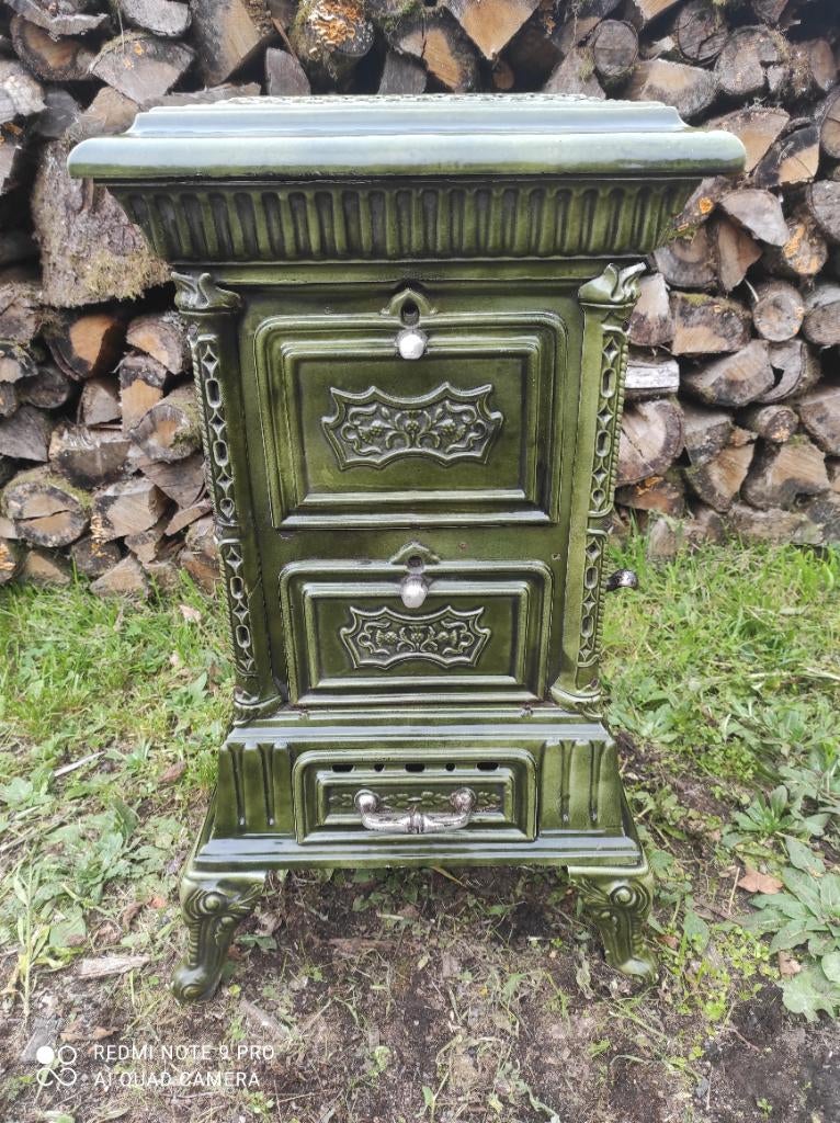 Zeer mooie antieke Art-deco houtkachel met oventje, Ophalen, Gebruikt, Houtkachel, Vrijstaand