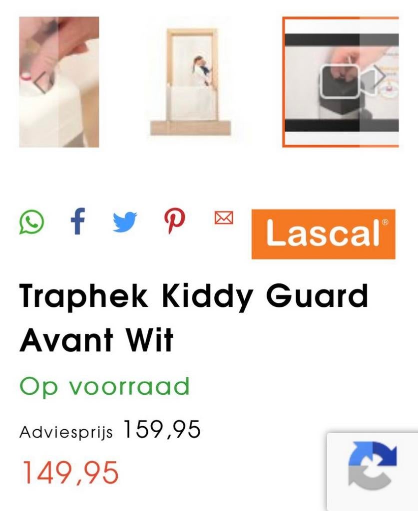 KiddyGuard Oprolbaar Traphekje - Wit, Ophalen, Overige materialen, Gebruikt, Oprolhekje