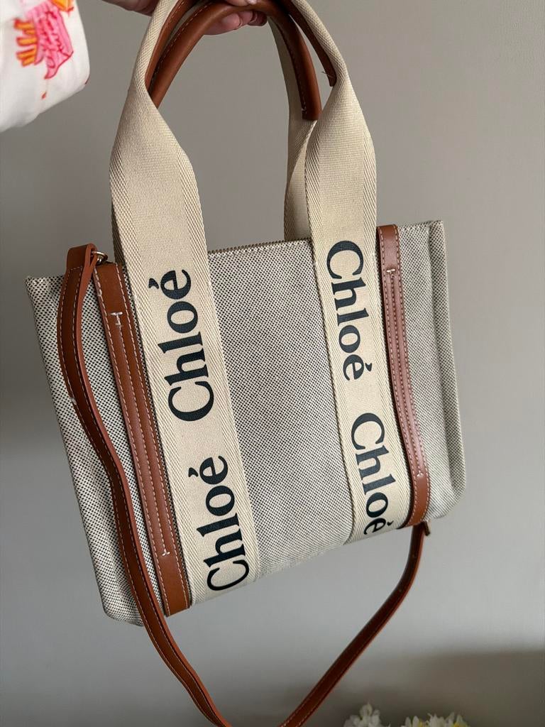 Chloé Woody Handtas - Stijlvol en Ruim, Ophalen of Verzenden, Zo goed als nieuw, Beige, Handtas
