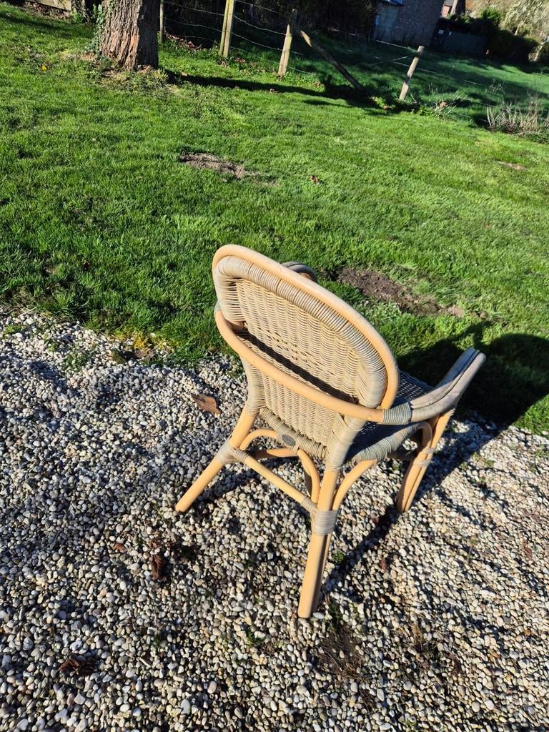 Rieten terrasstoel, Tuin en Terras, Tuinstoelen, Ophalen, Gebruikt, Rotan, Stapelbaar