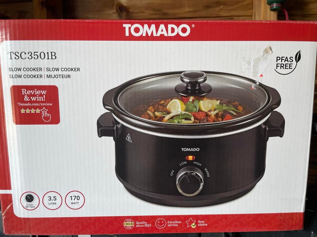Tomado Slowcooker TSC3501B - Nieuw in doos, Ophalen of Verzenden, Vaatwasmachinebestendig, Nieuw