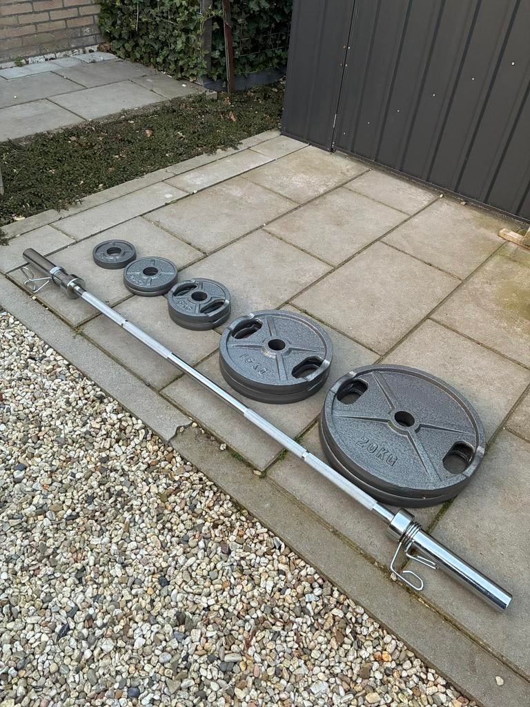 100kg Olympische halterset 50mm | halterset | gewichten set, Sport en Fitness, Ophalen of Verzenden, Zo goed als nieuw, Halterset