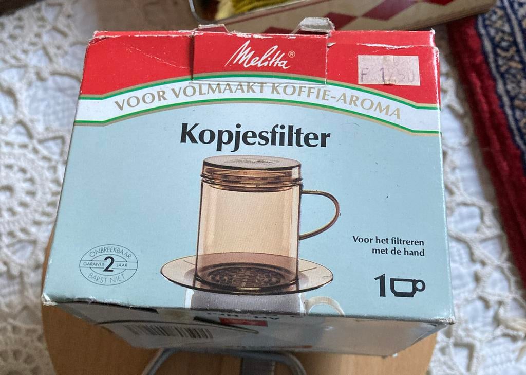Vintage Melitta kopjesfilter voor 1 kop met filters, Ophalen of Verzenden, Gebruikt