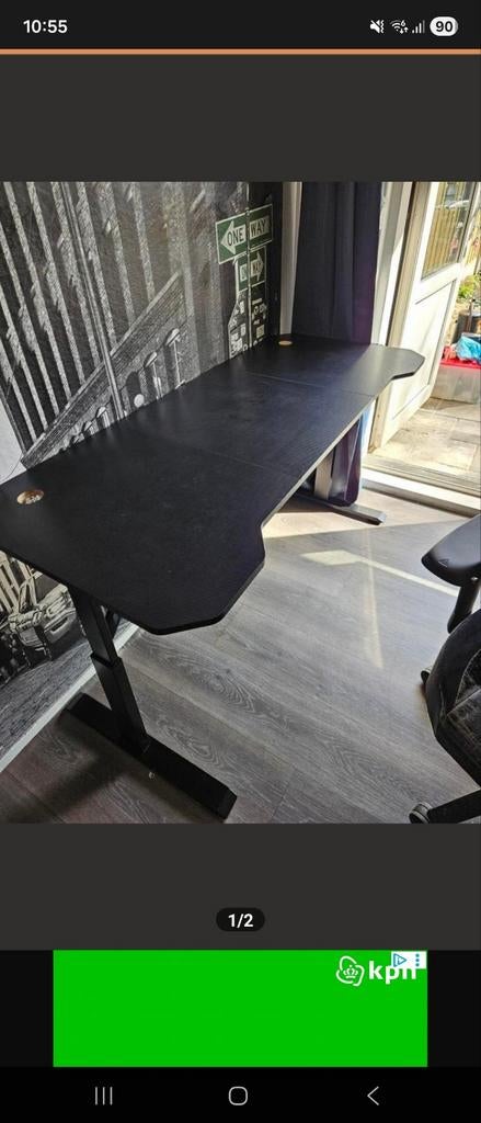 Zwart gaming bureau 140x60, in hoogte verstelbaar, Ophalen, In hoogte verstelbaar