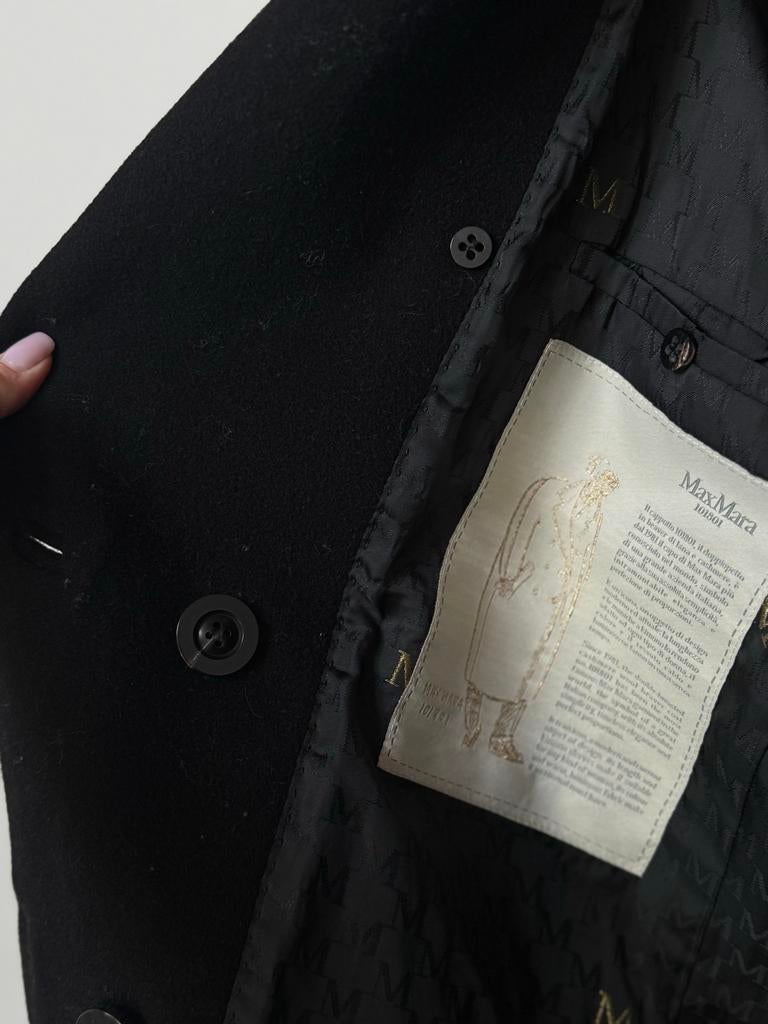 Max Mara Zwarte Oversized Jas Wol & Kasjmier Maat M, Ophalen of Verzenden, Gedragen, Maat 38/40 (M), Zwart