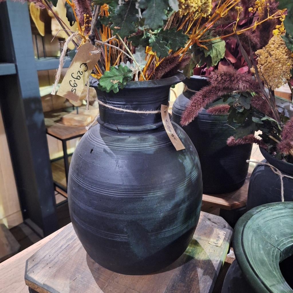 Nepal Houten Potten - Diverse Maten, Overige materialen, Zwart, Nieuw, Ophalen of Verzenden