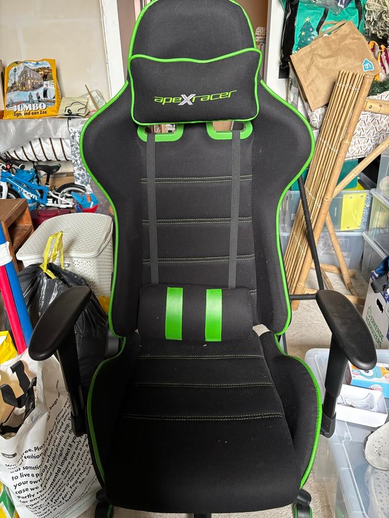 Apex Racer Gaming Bureaustoel - Zwart/Groen, Ophalen, Zwart, Zo goed als nieuw, Bureaustoel