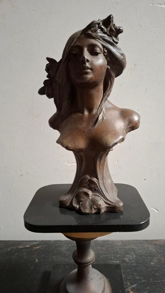 Alfred Jean Foretay Zinken Buste van Vrouw, Antiek en Kunst, Ophalen of Verzenden