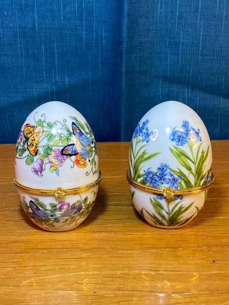 Set van 2 Porseleinen Eieren Schatullen, Antiek en Kunst, Verzenden