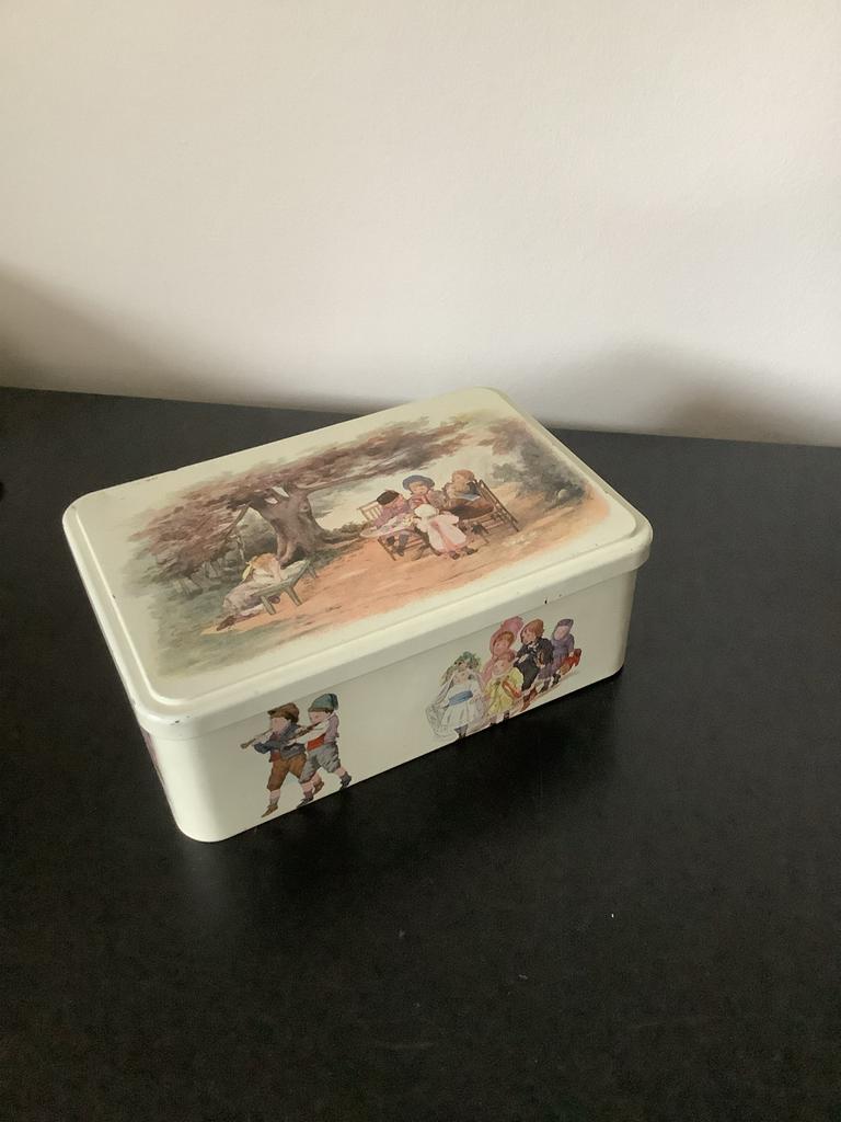 Vintage Franse Koektrommel Brocante Stijl, Antiek en Kunst, Curiosa en Brocante, Ophalen of Verzenden