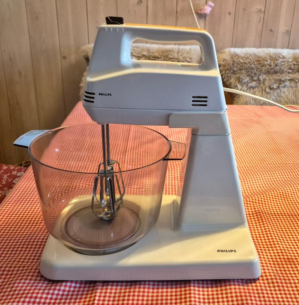 Vintage Philips hr1171 mixer met kom, Ophalen of Verzenden, Gebruikt, 3 snelheden of meer