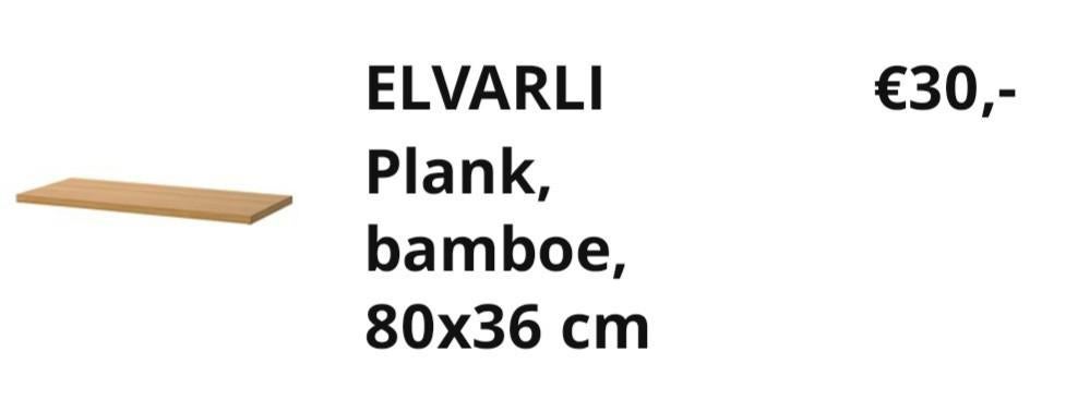 Elvarli ikea plank bamboe 80x36cm nieuw., Nieuw, Minder dan 100 cm, 25 tot 50 cm, 50 tot 100 cm