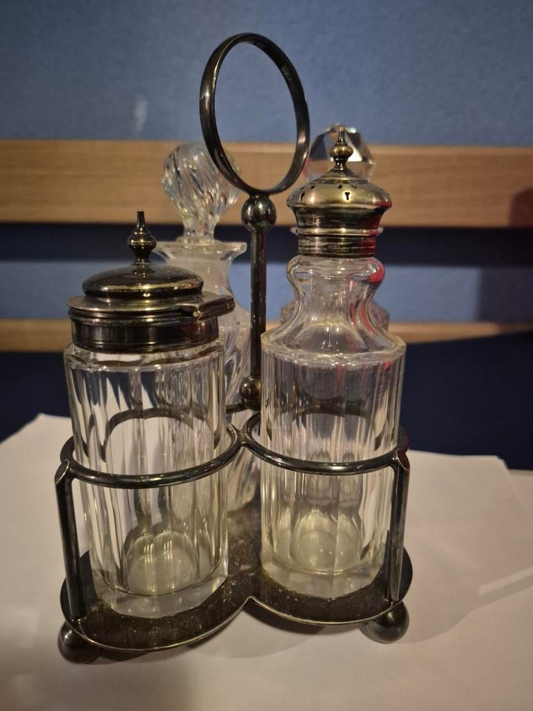 Antiek olie en azijn set, Ophalen of Verzenden