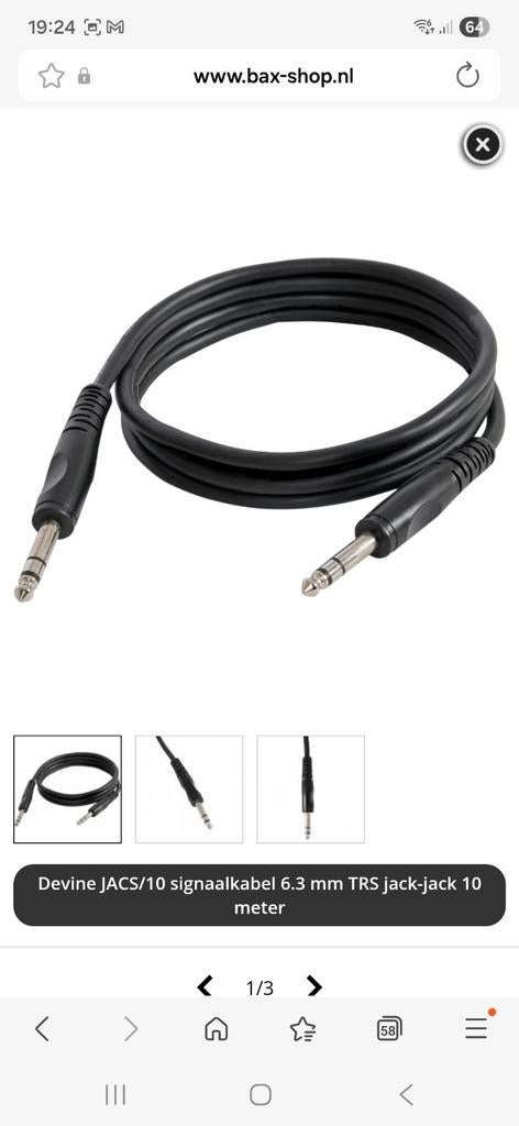 Nieuwe 10 meter 6.3 jack/jack kabel, Muziek en Instrumenten, Kabels en Stekkers, Ophalen of Verzenden, Nieuw, Apparatuur