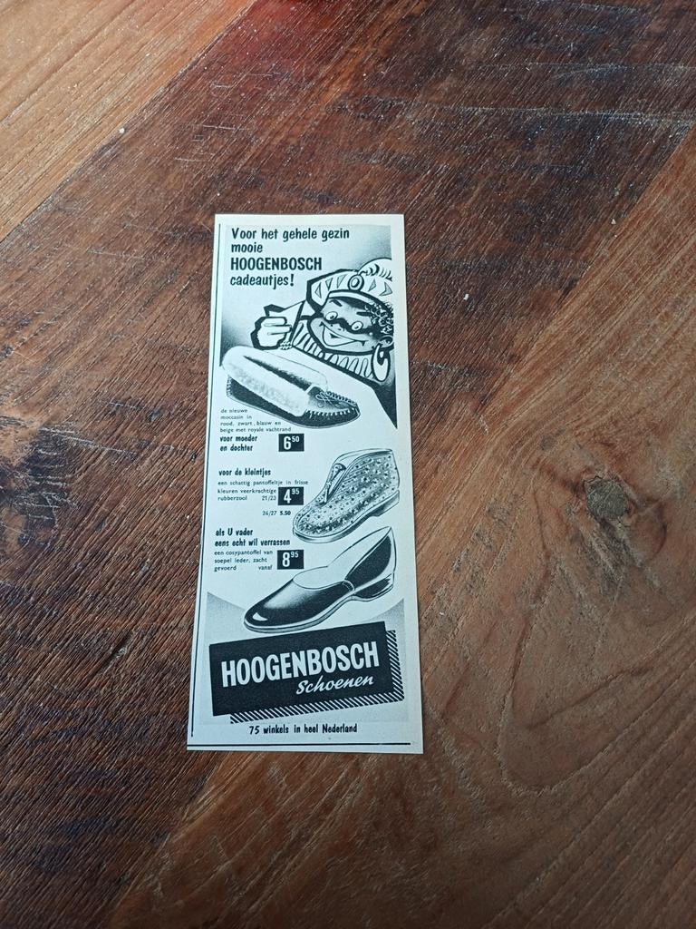 Advertentie Hoogenbosch schoenen Sinterklaas 1958, Ophalen of Verzenden