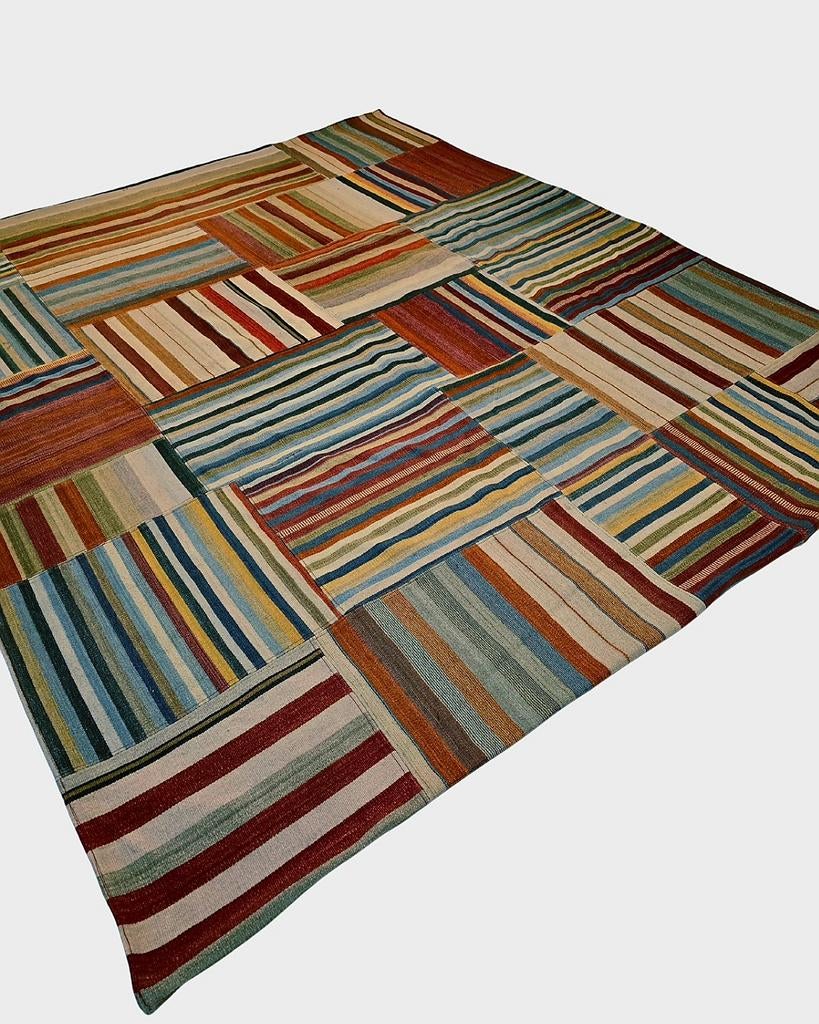 Groot Kelim Patchwork 300x250 wollen vloerkleed India, 1185VB, De Handelmaatschappij, 200 cm of meer, Ophalen of Verzenden