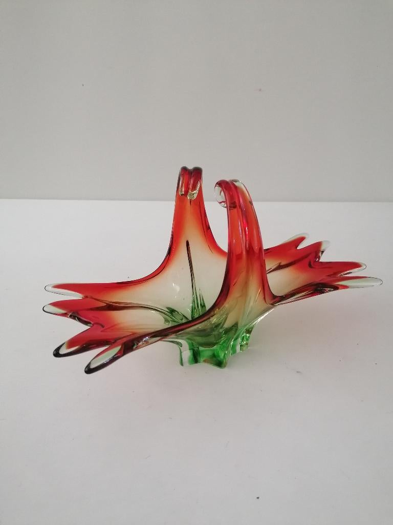 Italiaans MURANO glazen sierschaal in frisse kleuren igst, Ophalen of Verzenden