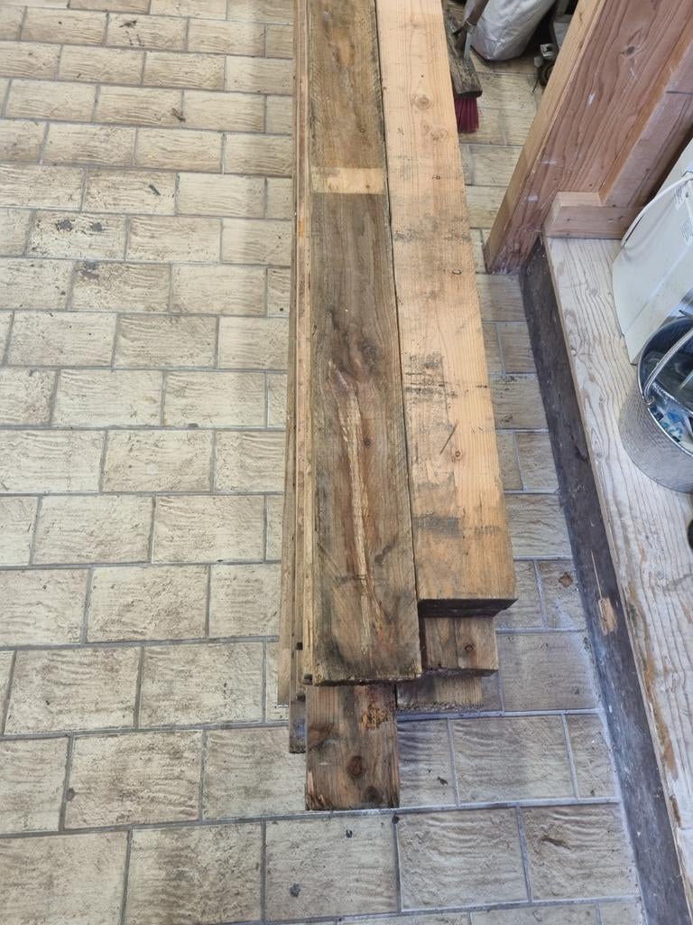 20 Houten Balken - 5 Meter Lang, Doe-het-zelf en Verbouw, Hout en Planken, Ophalen, Balk, Vuren, 50 mm of meer