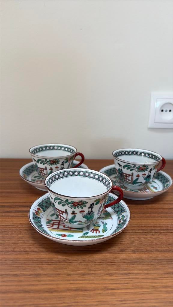 3 Petrus Regout kop en schotels chinoiserie, Ophalen of Verzenden