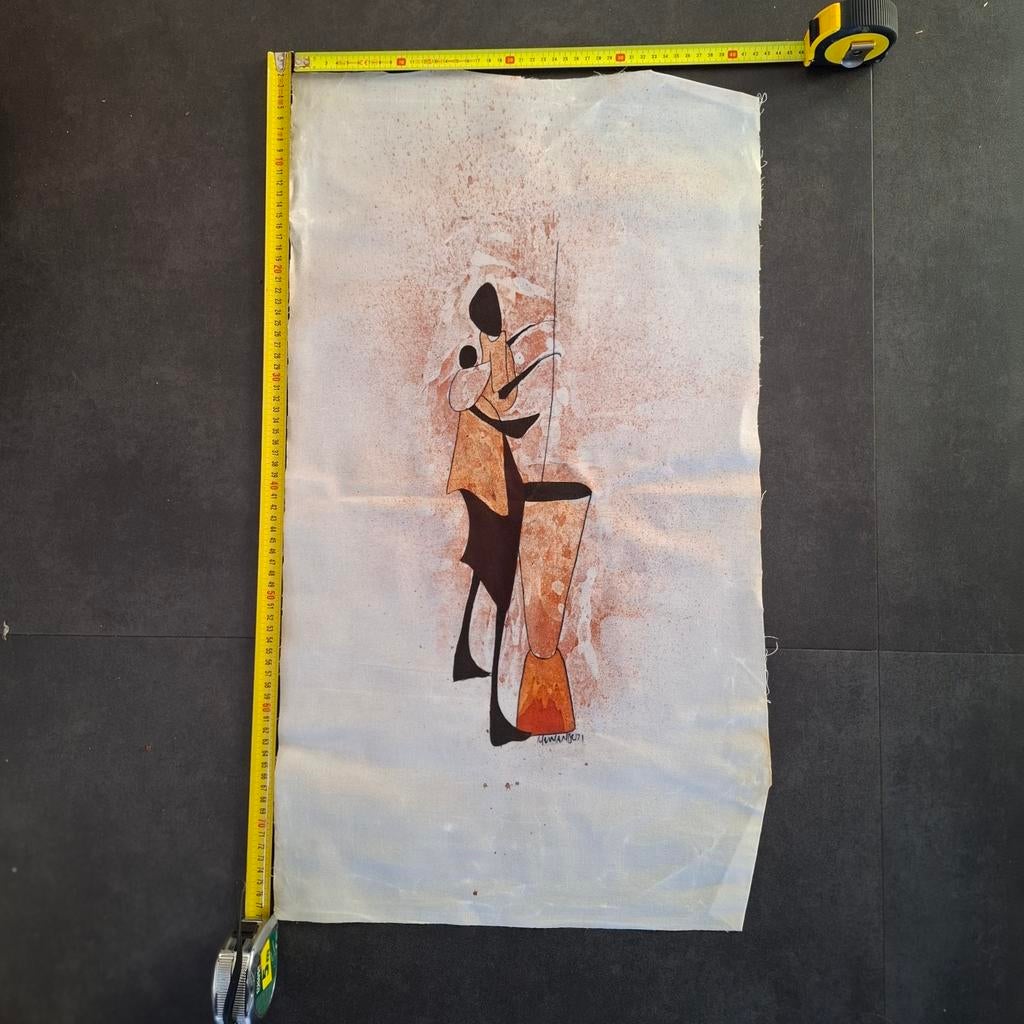 Zimbabwe doeken kleden batik schilderij kunst Afrikaans, Ophalen of Verzenden