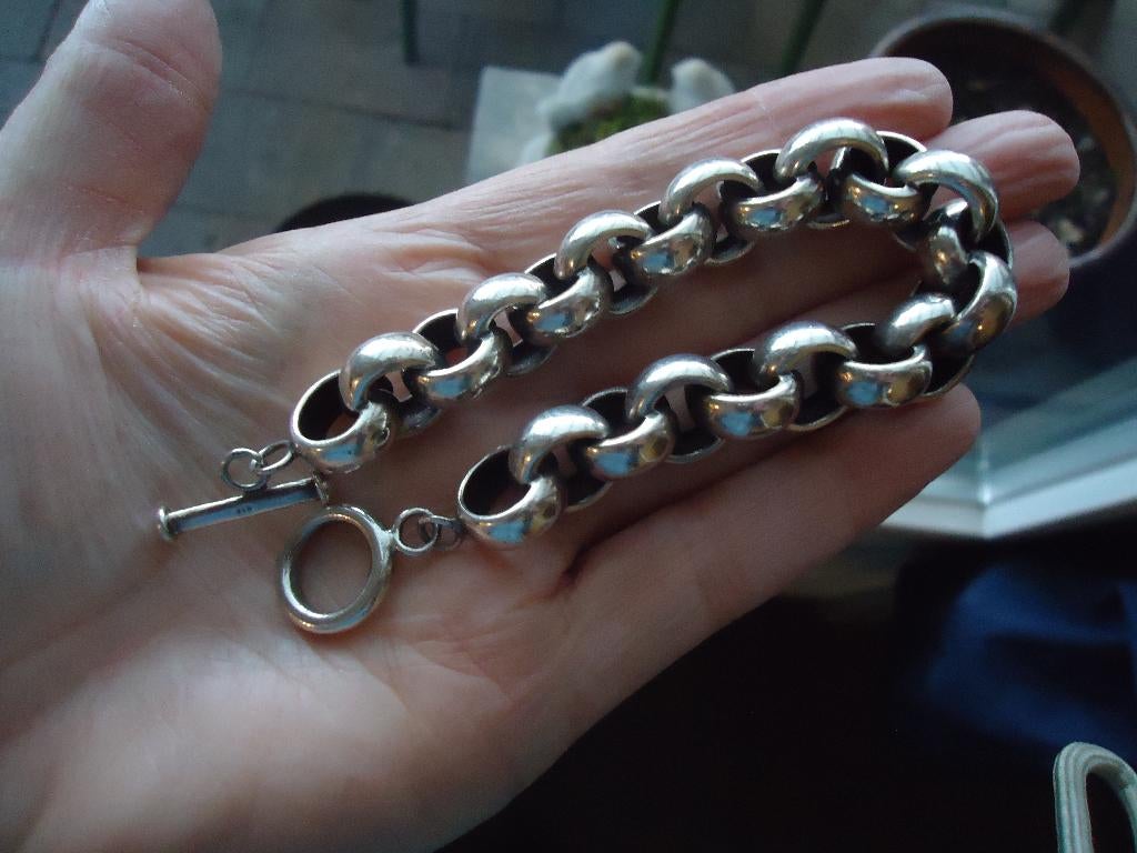 mooie dikke echt zilveren jasseron armband CASA bijenkorf, Sieraden, Tassen en Uiterlijk, Armbanden, Ophalen of Verzenden, Zo goed als nieuw
