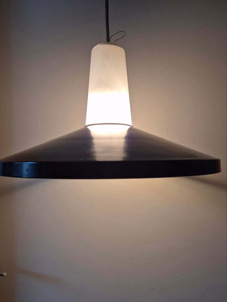 Louis Kalff? Design zwart wit vintage lamp, Huis en Inrichting, Lampen | Hanglampen, Ophalen of Verzenden, Gebruikt, Minder dan 50 cm