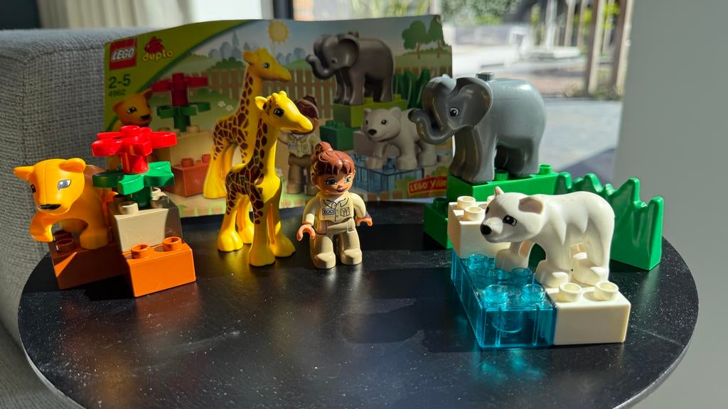 Duplo set 4962: Dierenverzorging in de dierentuin, Gebruikt, Overige thema's, Ophalen of Verzenden, Compleet