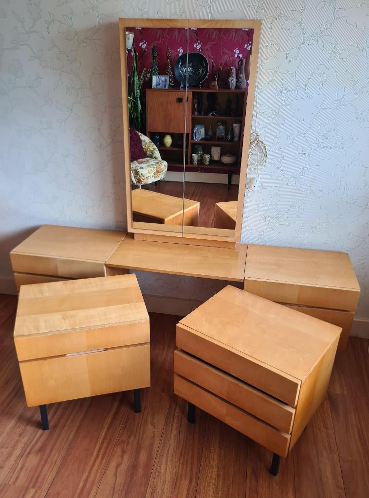 te koop: set kaptafel 2 nachtkastjes, retro vintage jaren 60, Ophalen, Huis en Inrichting