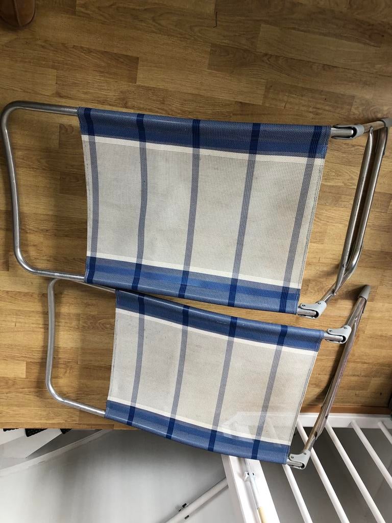 Voetensteunen Duckdalf stoelen blauw/wit 2 stuks, Ophalen, Gebruikt, Campingmeubel-accessoire