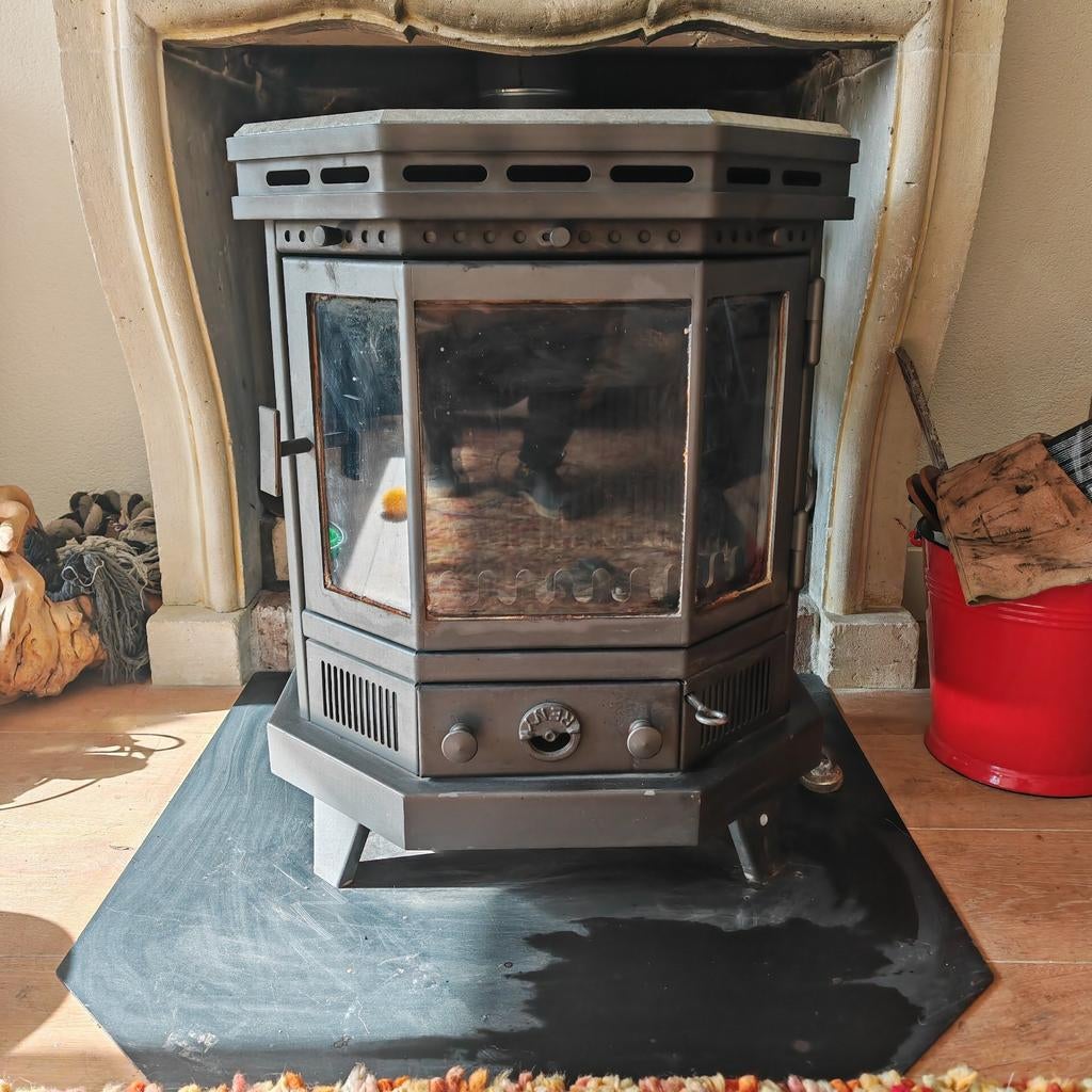 Reny Little Oslo Houtkachel 8kW, Speksteen Barbas, Ophalen, Gebruikt, Houtkachel, Vrijstaand