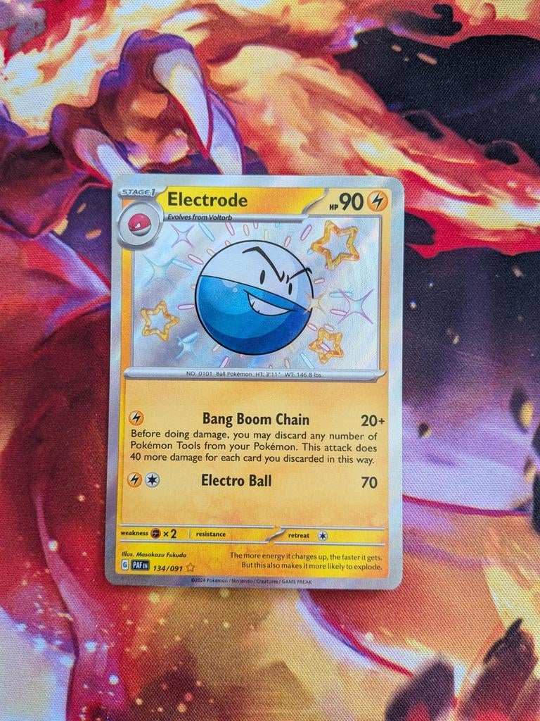 Electrode Baby Shiny #134 Pokemon Paldean Fates, Ophalen of Verzenden, Zo goed als nieuw, Losse kaart, Foil