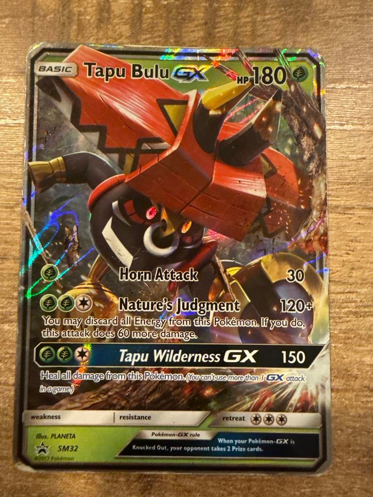 Tapu Bulu GX SM32 Pokémon Kaart - Light Played, Ophalen of Verzenden, Gebruikt, Losse kaart, Foil