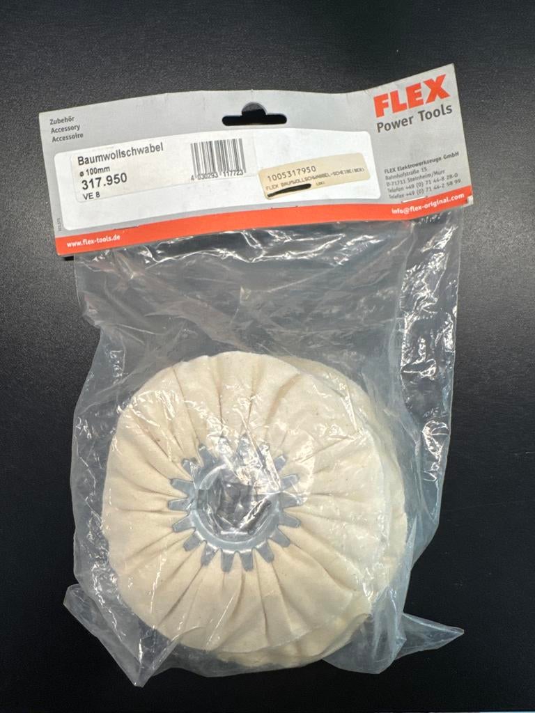 FLEX Katoenen Polijstschijf 100mm (VE 8), Doe-het-zelf en Verbouw, Gereedschap | Schuurmachines, Ophalen of Verzenden, Nieuw, Minder dan 600 watt