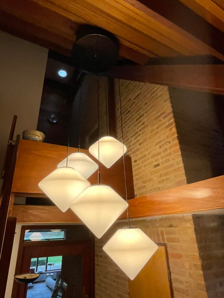 Vintage design Raak hal - hanglamp, Huis en Inrichting, Lampen | Hanglampen, Gebruikt, 75 cm of meer, Kunststof, Metaal, Ophalen