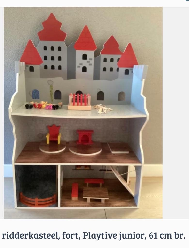 Poppenhuis, ridderkasteel, Lidl, houten speelgoed, in doos, Kinderen en Baby's, Speelgoed | Houten speelgoed, Ophalen of Verzenden