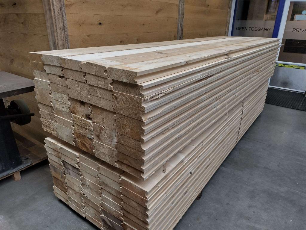 6CM gebruikte vurenhouten damwand planken FSC  wand, Gebruikt, Ophalen of Verzenden, Plank, Vuren